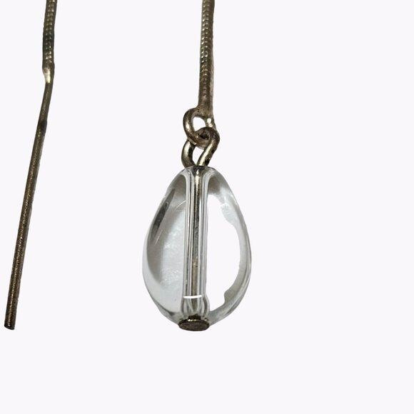 Elegant Silver Tone Beaded Threader Earrings Dangle Drop Classic Fashion Jewelry - Picture 2 of 3